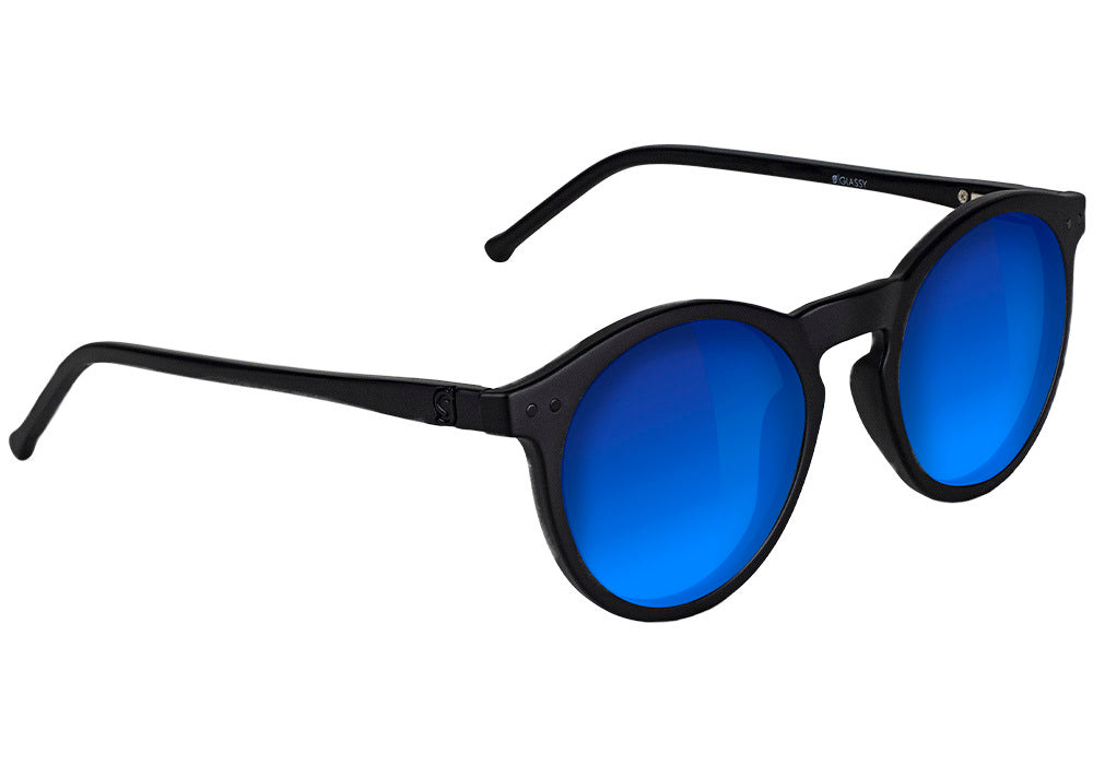 Apollo Matte Blackout Blue Mirror Polarized Sunglasses