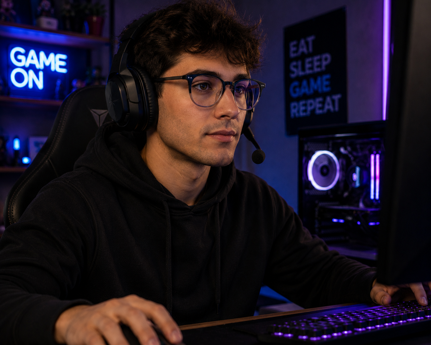 Bennett Plus blue light gaming glasses by Glassy Eyewear