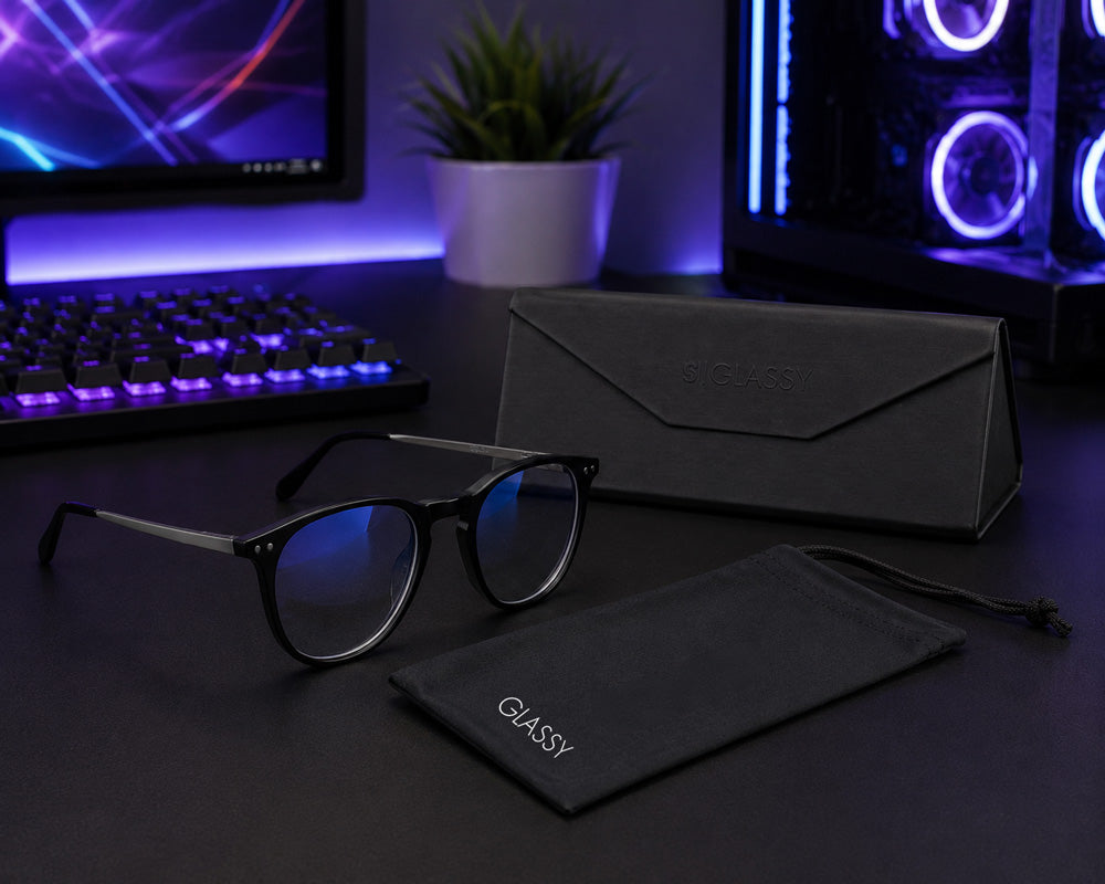 Bennett Plus blue light gaming glasses by Glassy Eyewear