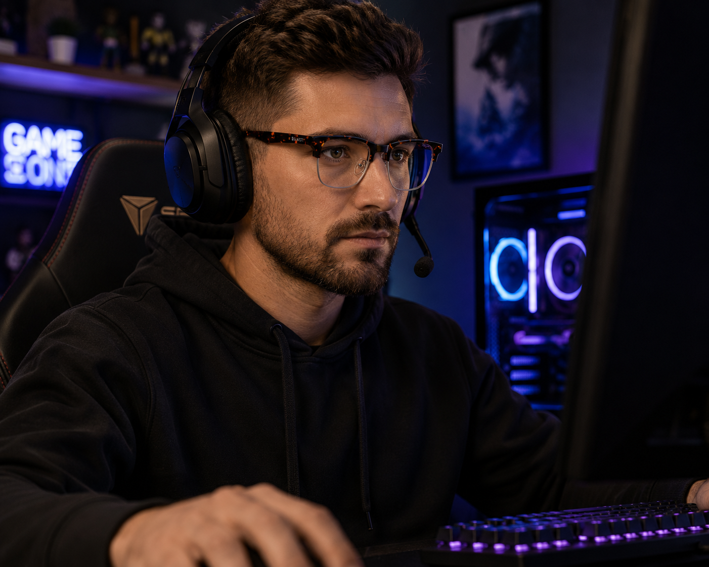 Fremont Plus blue light gaming glasses by Glassy Eyewear
