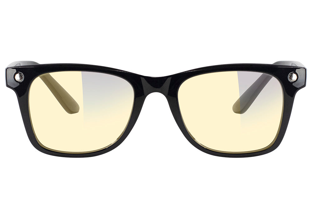 Harper Black Blue Light Blocking Gaming Glasses Yellow Lens Front