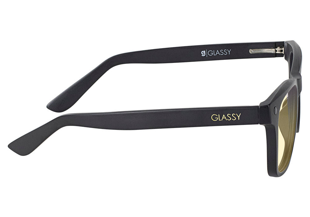 Harper Matte Black Blue Light Blocking Gaming Glasses Yellow Lens Side