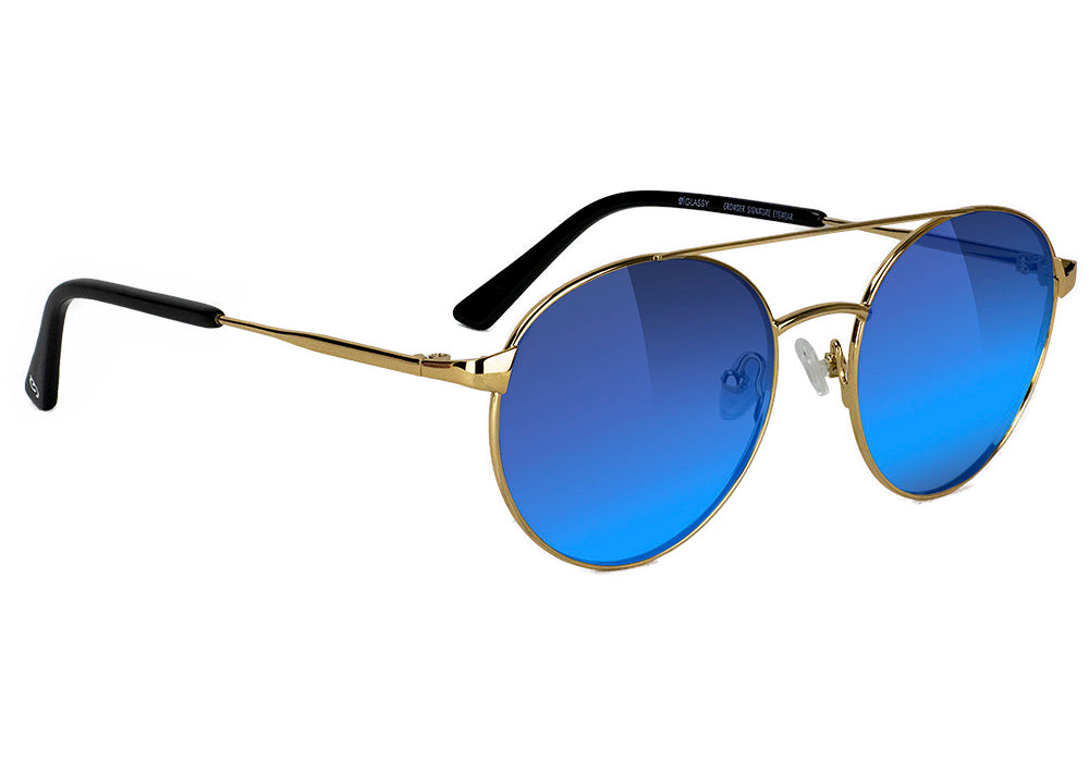 Sampson Gold Blue Mirror Polarized Sunglasses