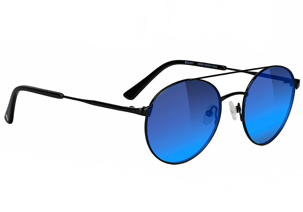 Sampson Black Blue Mirror Polarized Sunglasses