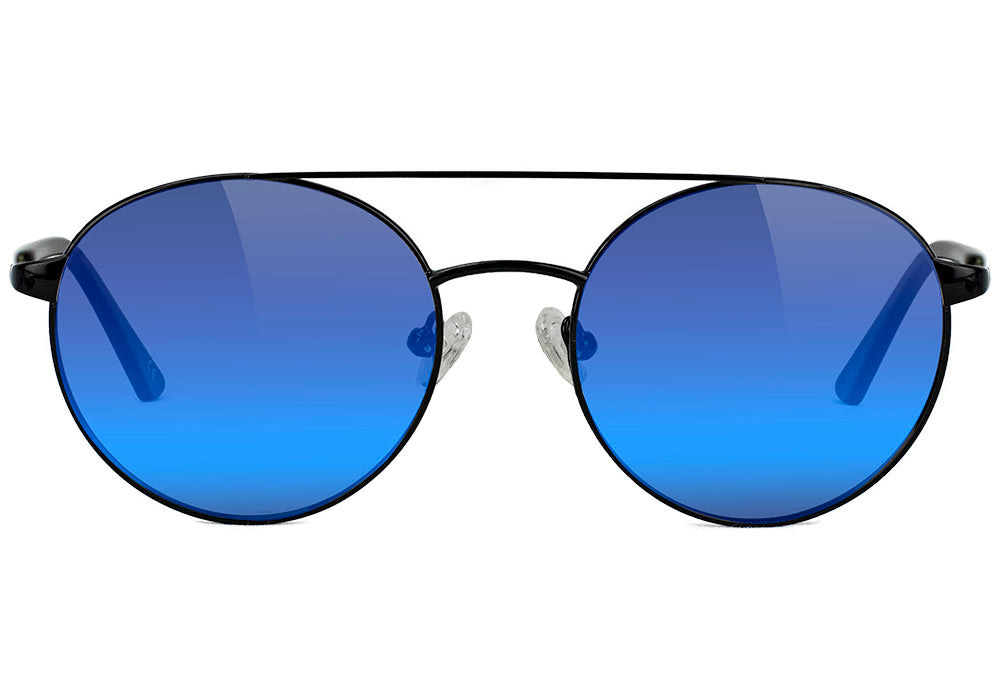 Sampson Black Blue Mirror Polarized Sunglasses Front