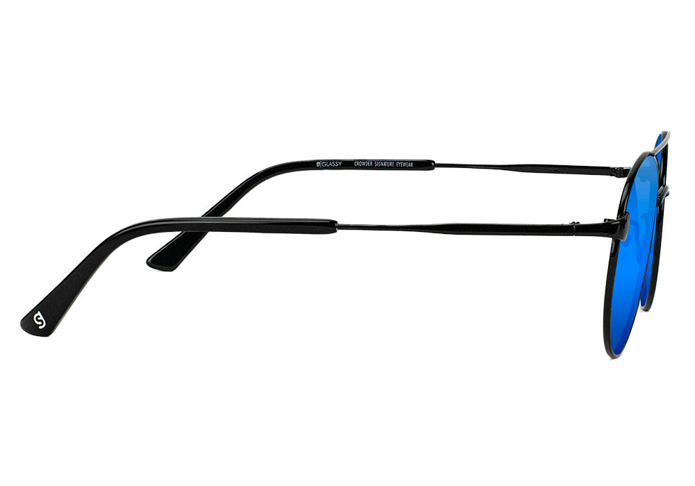 Sampson Black Blue Mirror Polarized Sunglasses Side