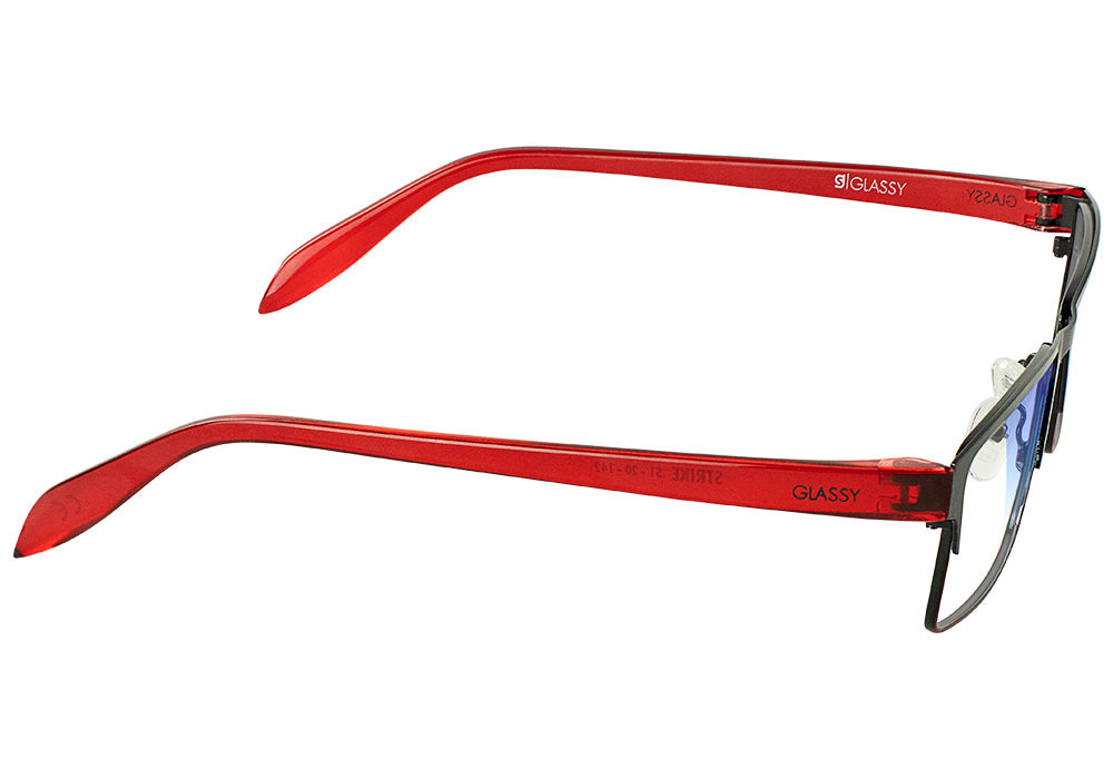 Strike Black/Crimson Blue Light Blocking Gaming Glasses Side
