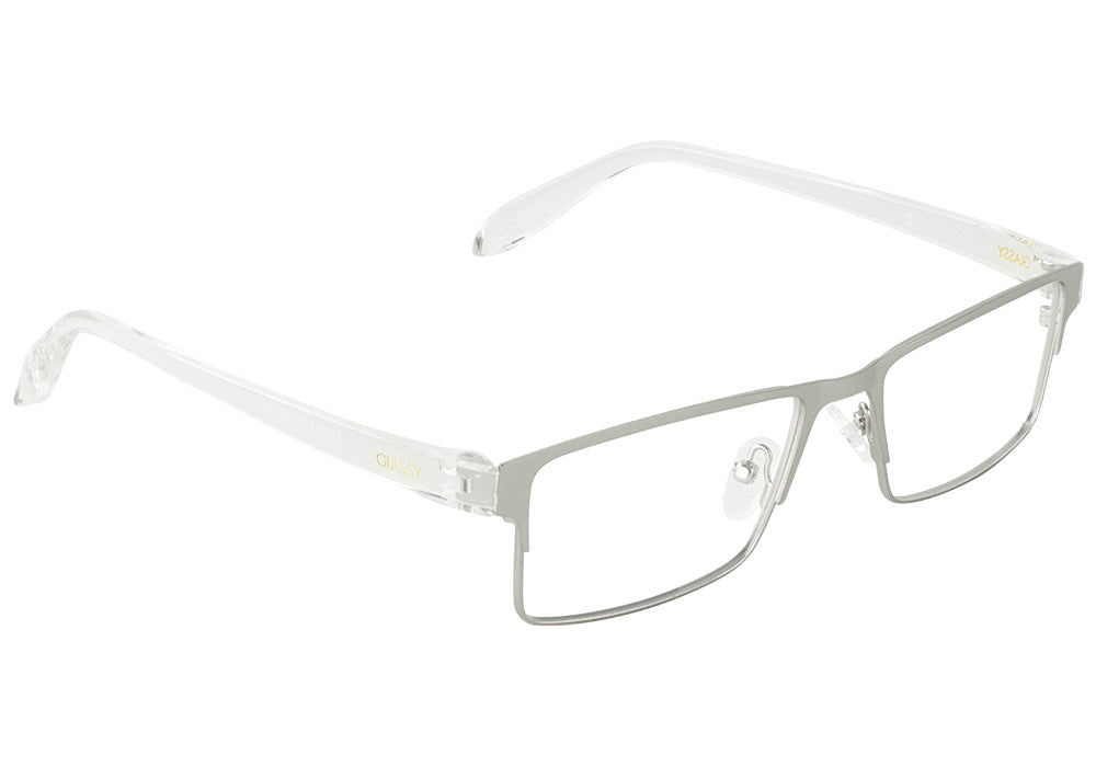 Strike SIlver Clear Prescription Glasses #Color_Silver/Clear