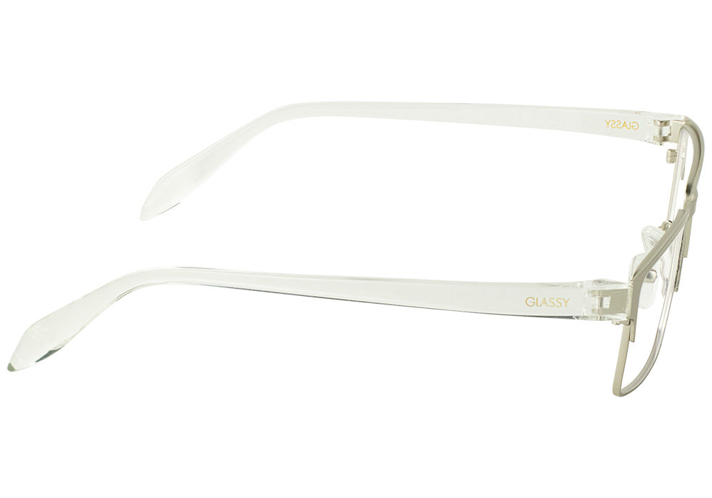 Strike SIlver Clear Prescription Glasses Side #Color_Silver/Clear