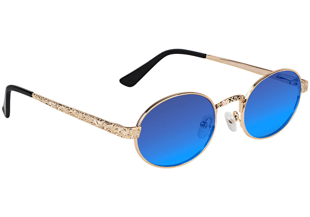 Zion Gold Blue Mirror Polarized Sunglasses #Color_Gold/Blue Lens