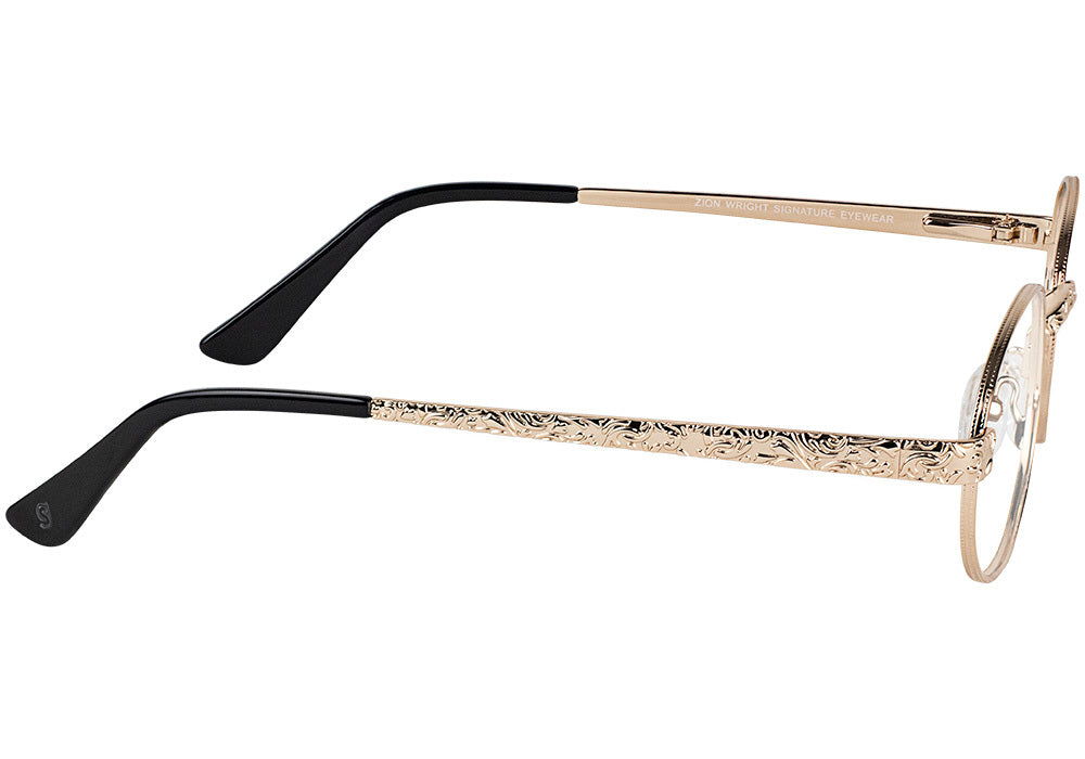 Zion Gold Metal Oval Prescription Glasses Side