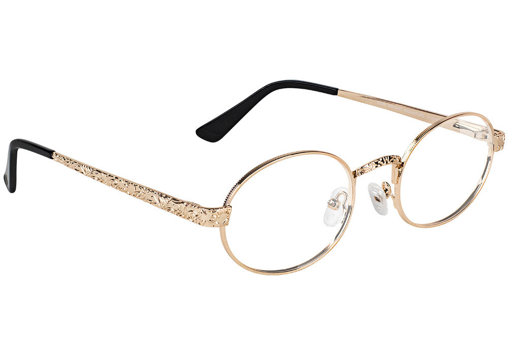 Zion Gold Metal Oval Prescription Glasses