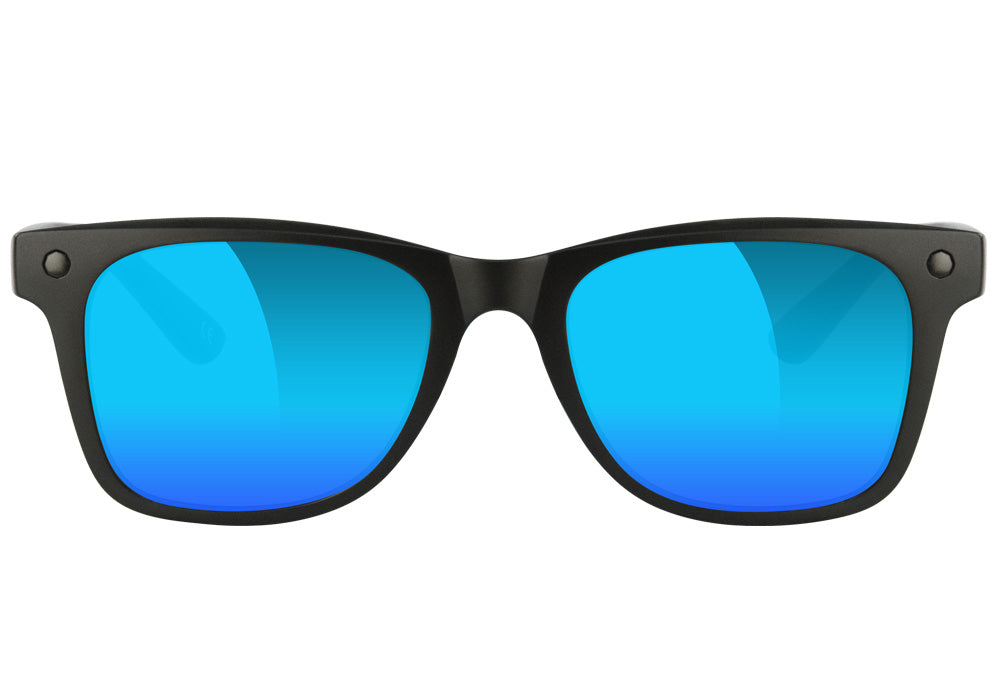 Harper Matte Blackout Blue Mirror Polarized Sunglasses Front