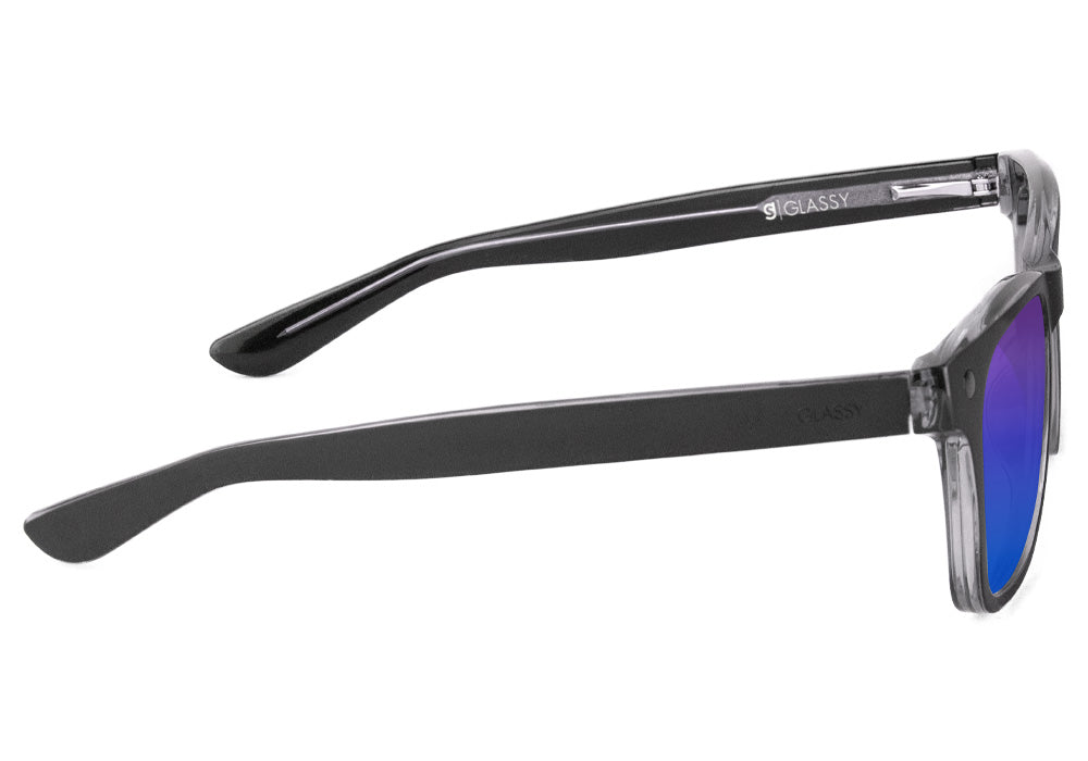 Harper Matte Blackout Blue Mirror Polarized Sunglasses Side