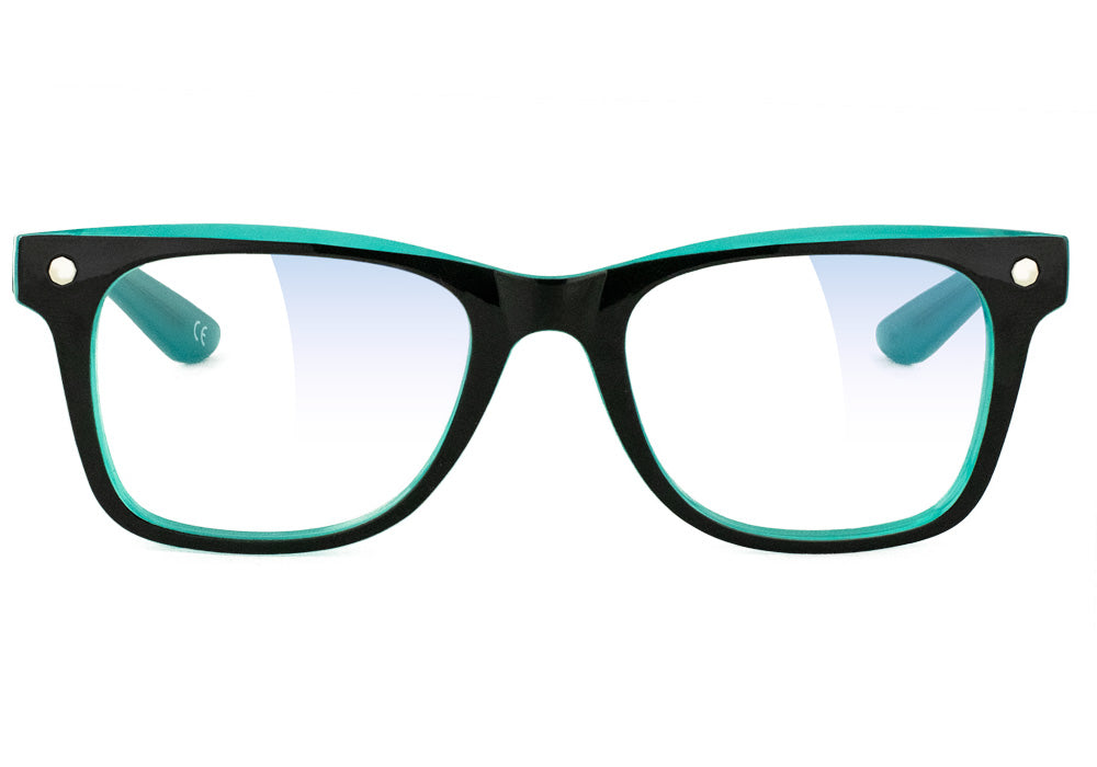 Harper Black/Tiffany Blue Light Blocking Gaming Glasses Front