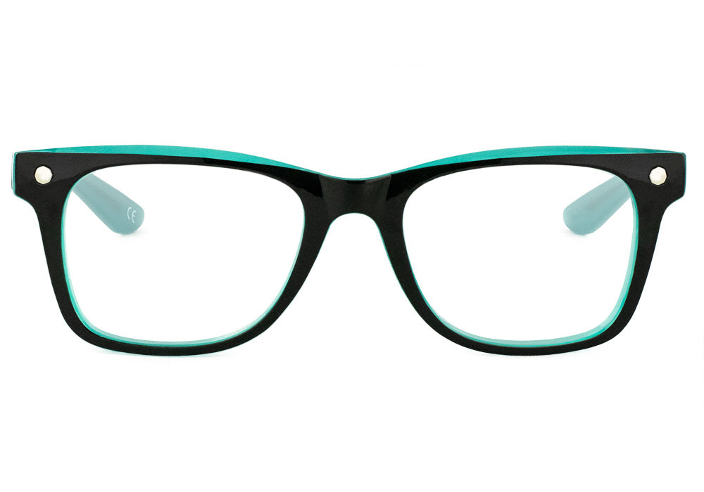 Harper Black Tiffany Prescription Glasses Front #Color_Black/Tiffany