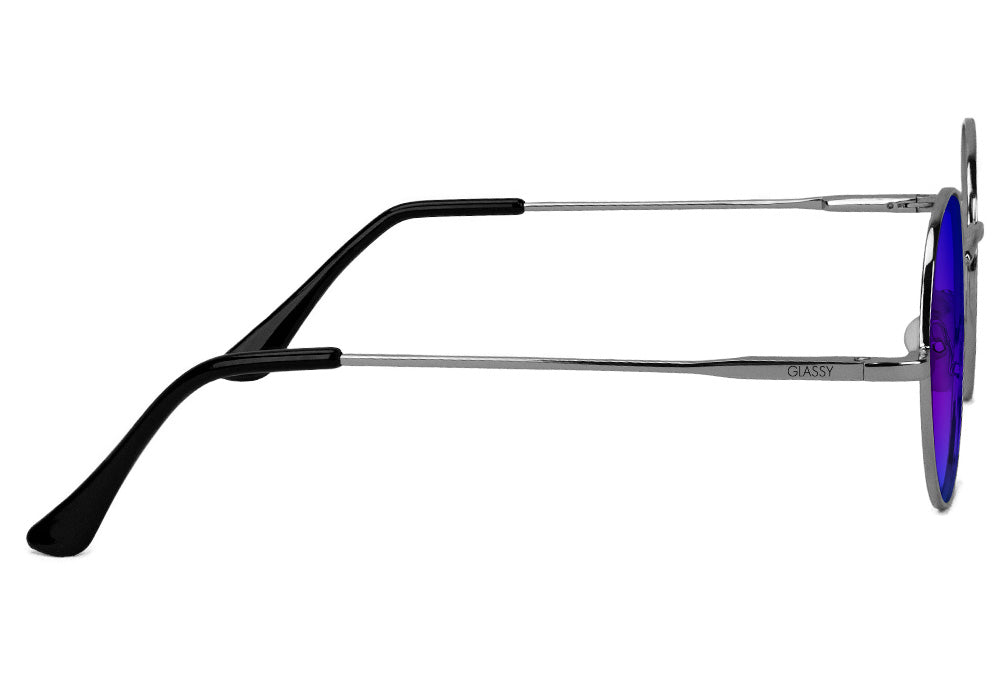 Mayfair Silver Blue Mirror Polarized Sunglasses Side