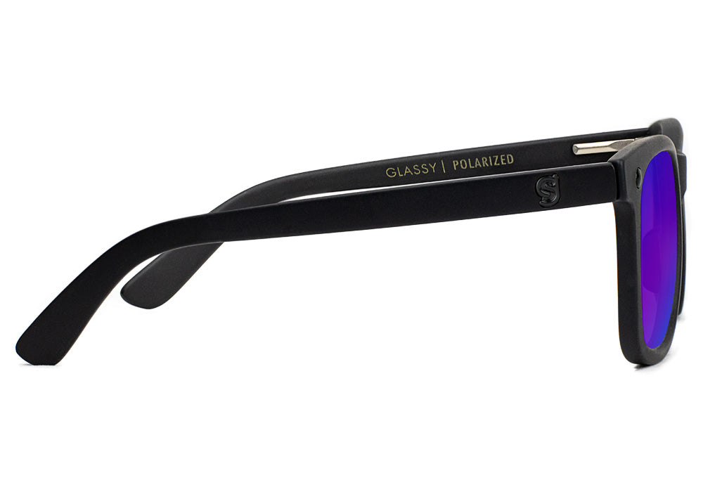 Mikemo Matte Blackout Blue Mirror Polarized Sunglasses Side