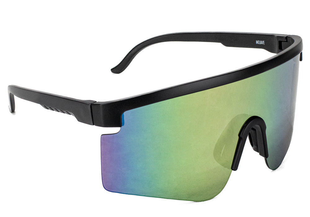 Mojave Matte Black Green Mirror Polarized Sunglasses