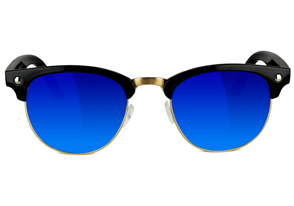 Morrison Black Gold Blue Mirror Polarized Sunglasses Front