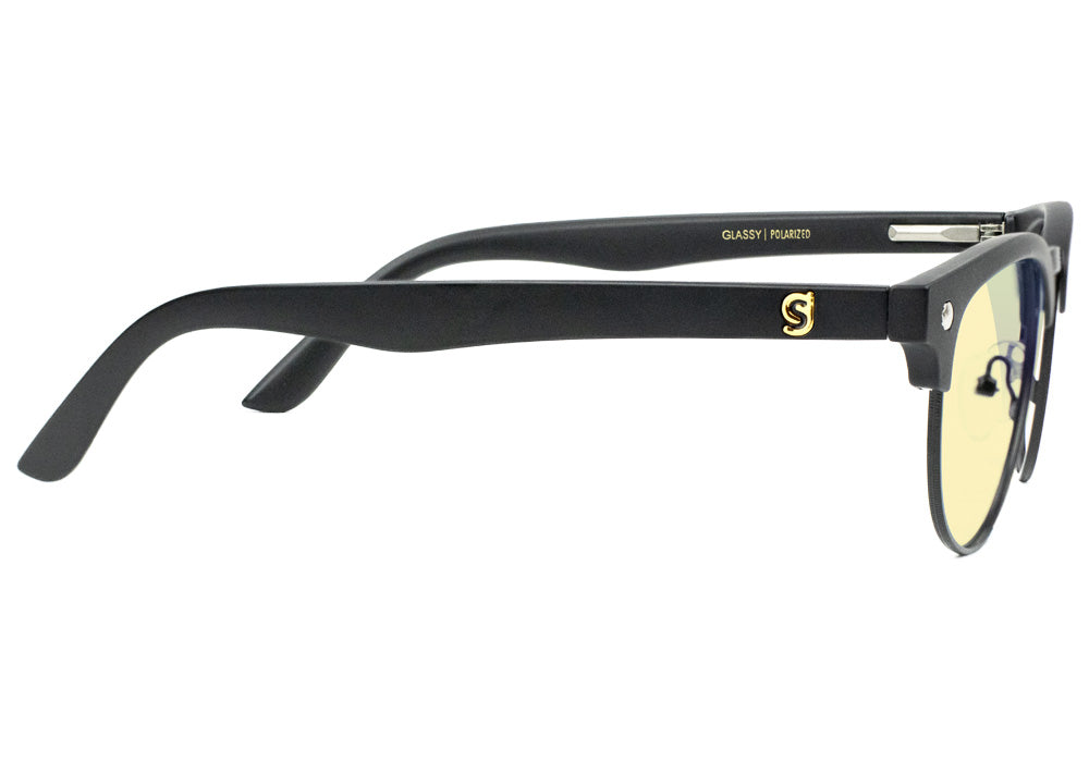 Morrison Matte Black Blue Light Blocking Gaming Glasses Yellow Lens Side