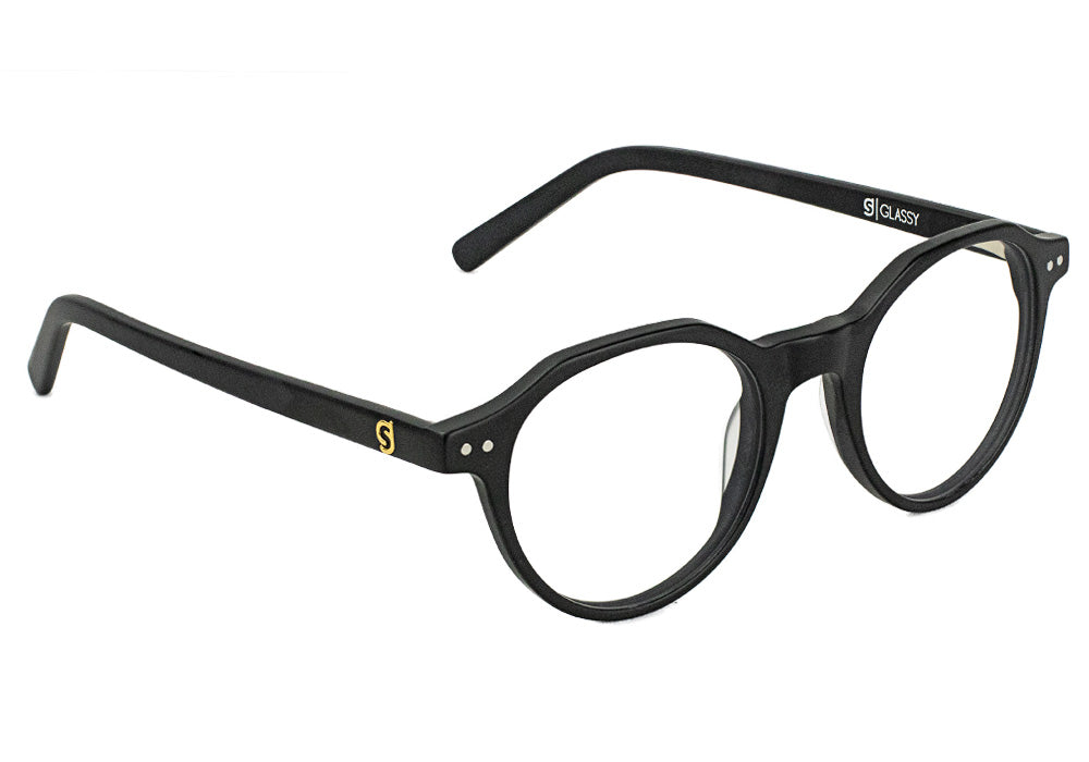 Olsen Matte Black Round Prescription Glasses #Color_Matte Black