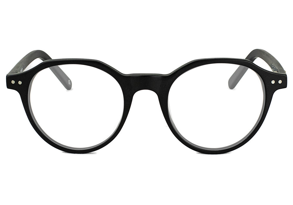 Olsen Matte Black Round Prescription Glasses Front