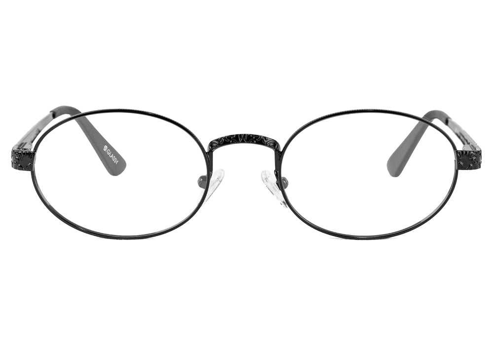 Zion Black Metal Oval Prescription Glasses Front