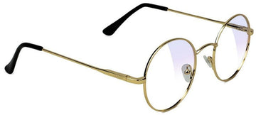 gold harry potter style gaming glasses on a white background