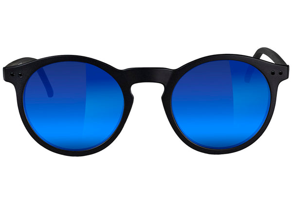 Apollo Matte Blackout Blue Mirror Polarized Sunglasses Front