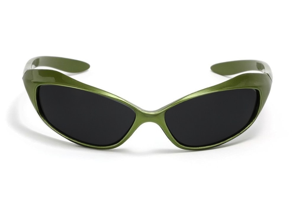 Alta green sunglasses with deep dark smoke lenses, front view #Color_Green