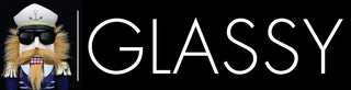 Glassy Eyewear logo, white text