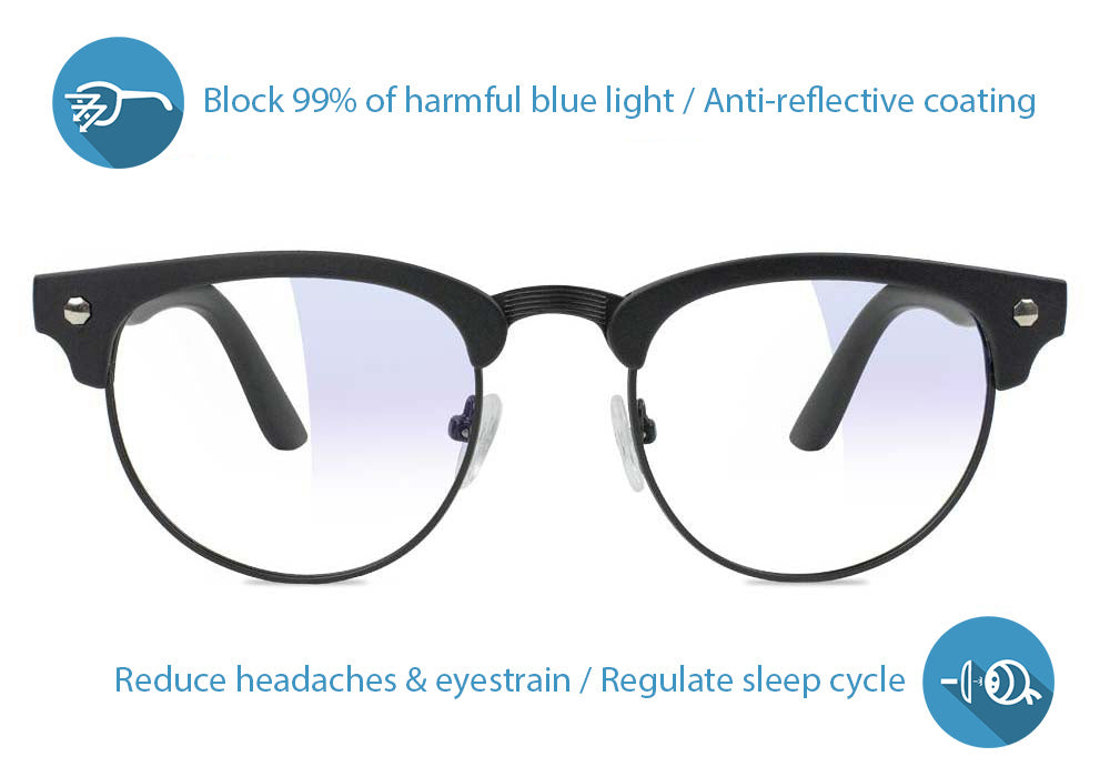 Morrison Matte Black Blue Light Blocking Gaming Glasses Front