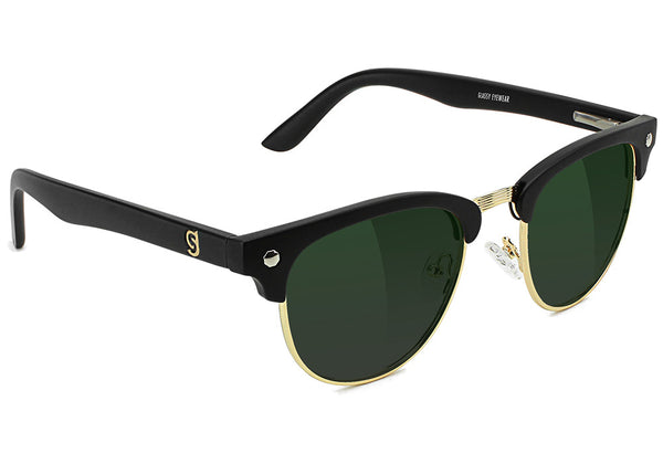 Morrison Black Gold Green Lens Polarized Sunglasses
