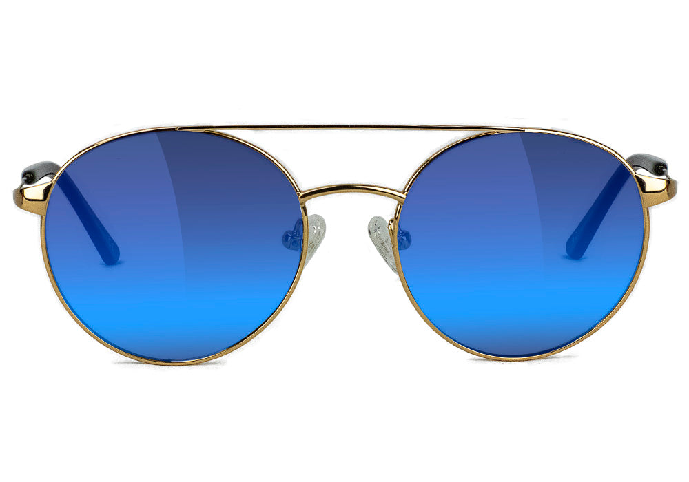 Sampson Gold Blue Mirror Polarized Sunglasses Front