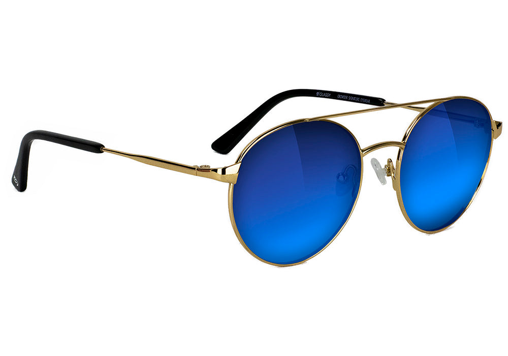 Sampson Gold Blue Mirror Polarized Sunglasses