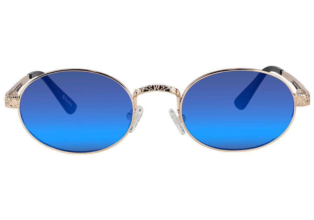 Zion Gold Blue Mirror Polarized Sunglasses Front