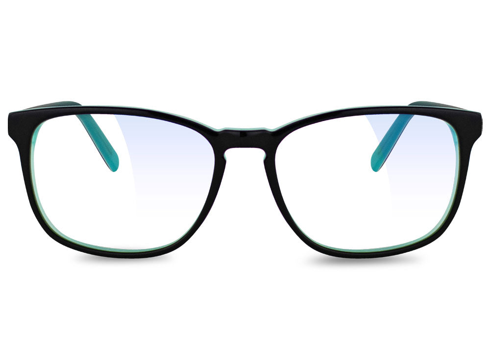 Galena Black/Tiffany Blue Light Blocking Gaming Glasses Front