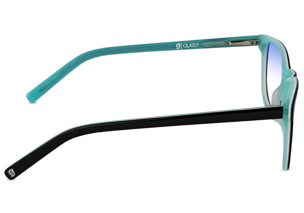 Galena Black/Tiffany Blue Light Blocking Gaming Glasses Side