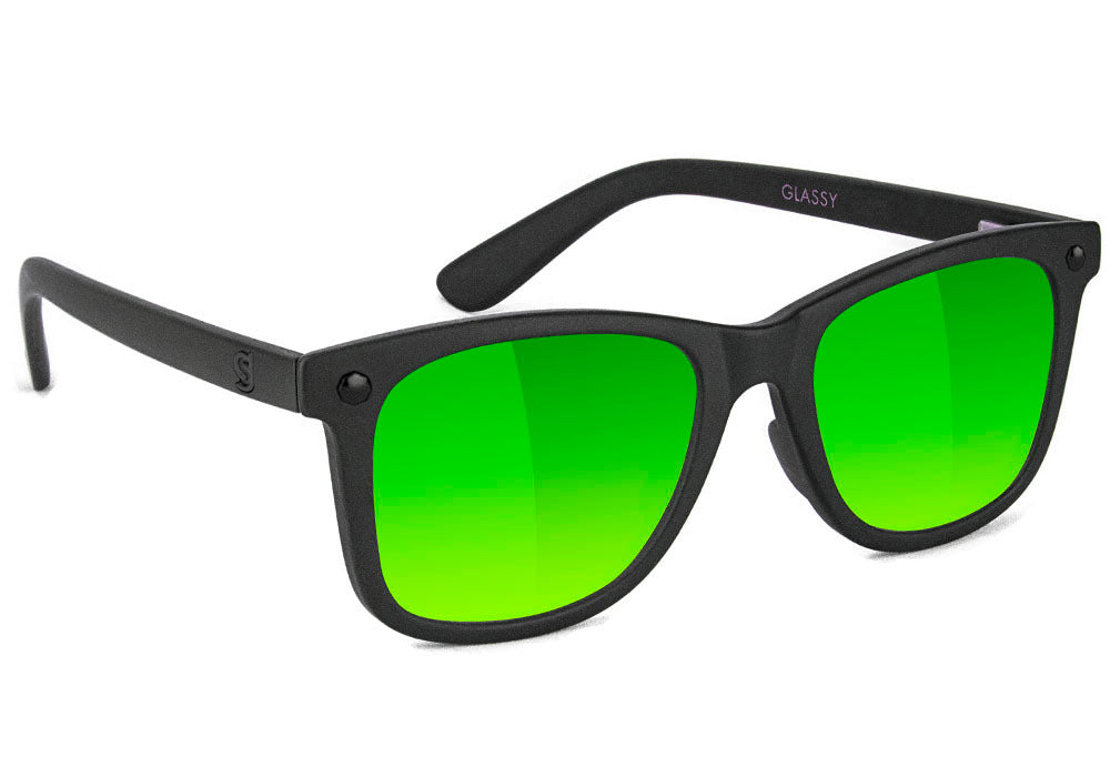 Mikemo Matte Blackout Green Mirror Polarized Sunglasses