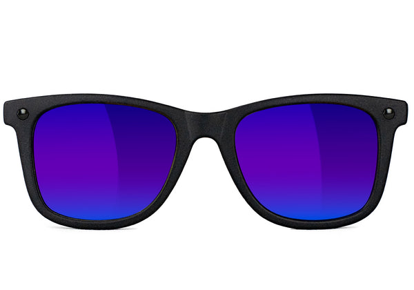 Mikemo Matte Blackout Blue Mirror Polarized Sunglasses Front
