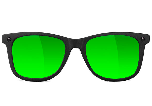 Mikemo Matte Blackout Green Mirror Polarized Sunglasses Front