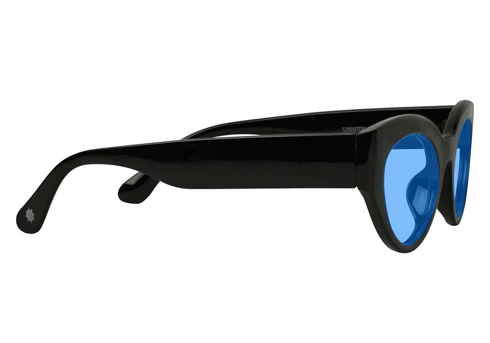 Moore Black Blue Lens Polarized Sunglasses Side