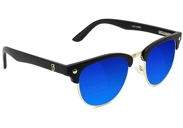 Morrison Black Gold Blue Mirror Polarized Sunglasses