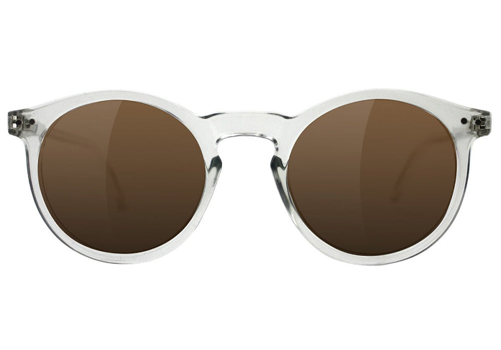 Clear & Brown Round Sunglasses