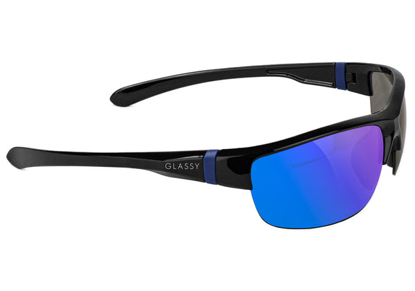 Weber Black Blue Mirror Polarized Sunglasses Side